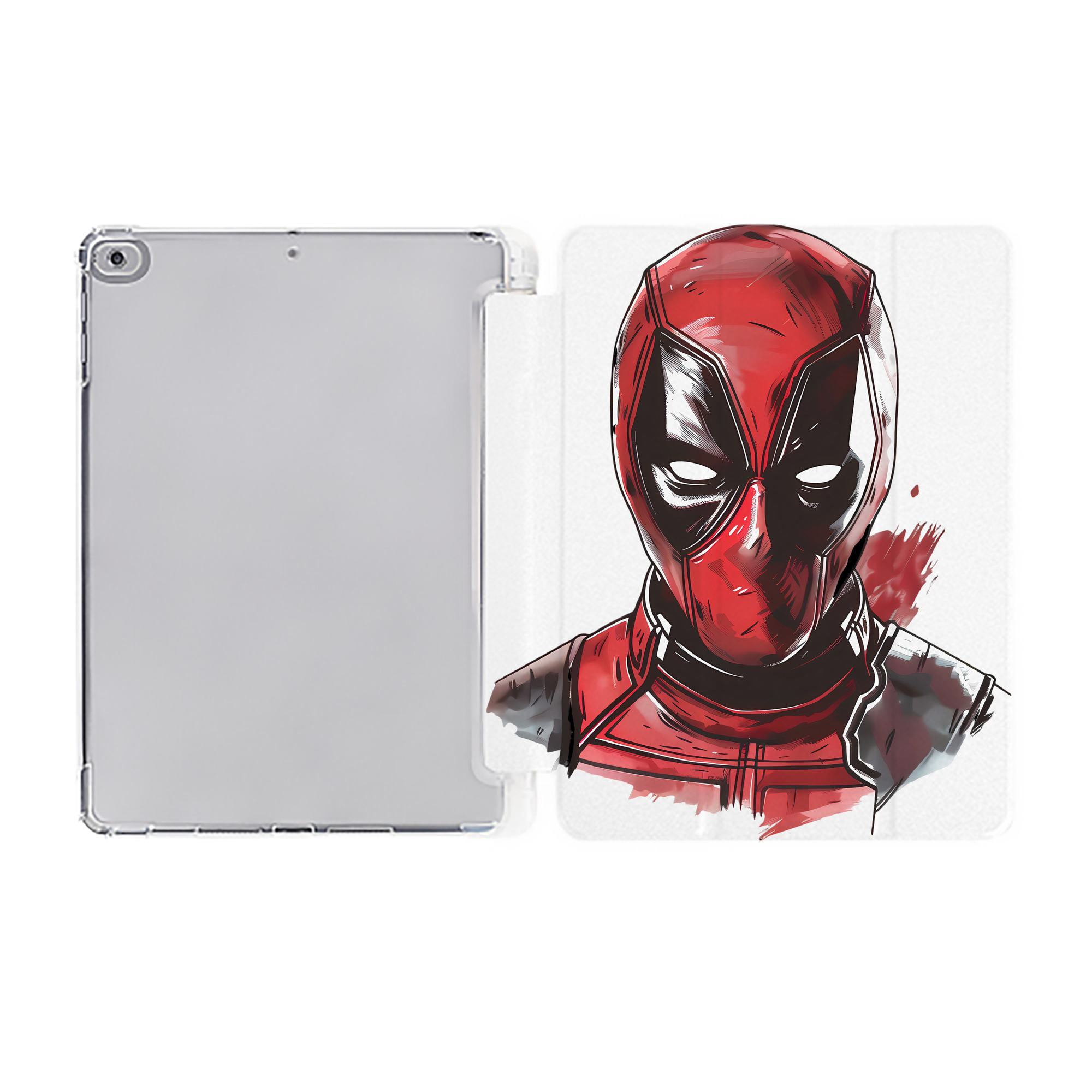 （画像用） Deadpool デッドプール IPad ケース ペン収納付き 三つ折りスタンド PUレザー×シリコン 対応機種9.5/10.5/10.9インチ